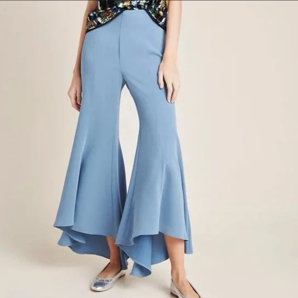 Anthropologie Zinnia High Rise Tulip Hem Pants Wedgewood Blue NWOT Sz 4 - Picture 1 of 6